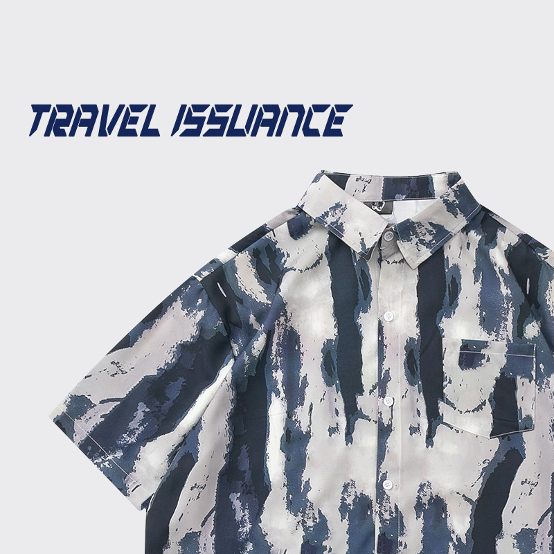 TRAVEL ISSUANCE 信手涂鸦 潮牌街头个性涂鸦短袖衬衫宽松夏季bf 服饰配件/皮带/帽子/围巾 口袋巾 原图主图