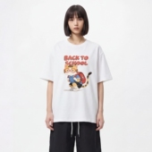 TRAVEL T恤 日系复古潮牌字母印花宽松圆领短袖 ISSUANCE 眼镜猫咪