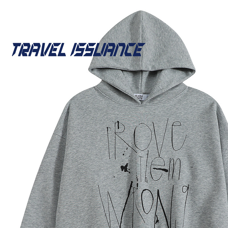 字母印花设计感宽松连帽卫衣男女