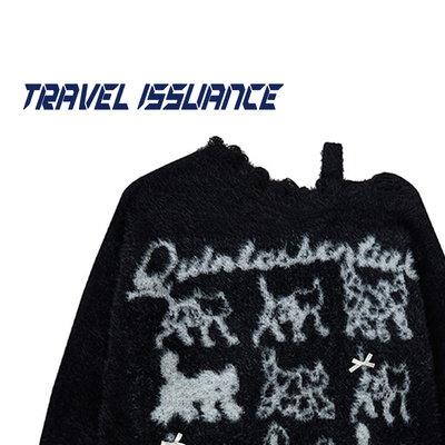 复古提花露肩慵懒宽松毛衣女百搭