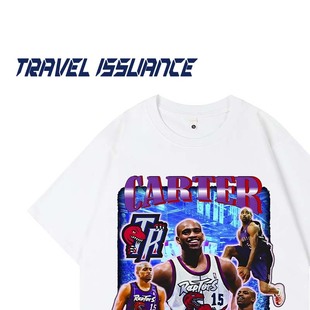 TRAVEL ISSUANCE 出类拔萃 潮牌运动篮球印花宽松水洗短袖T恤百搭