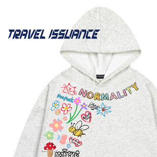 TRAVEL ISSUANCE 零零碎碎 新款卡通印花加绒宽松冬季连帽卫衣潮