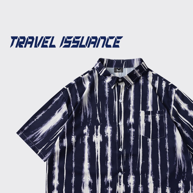 travel issuance 没有味道 潮牌时尚个性款小众夏季宽松短袖衬衫