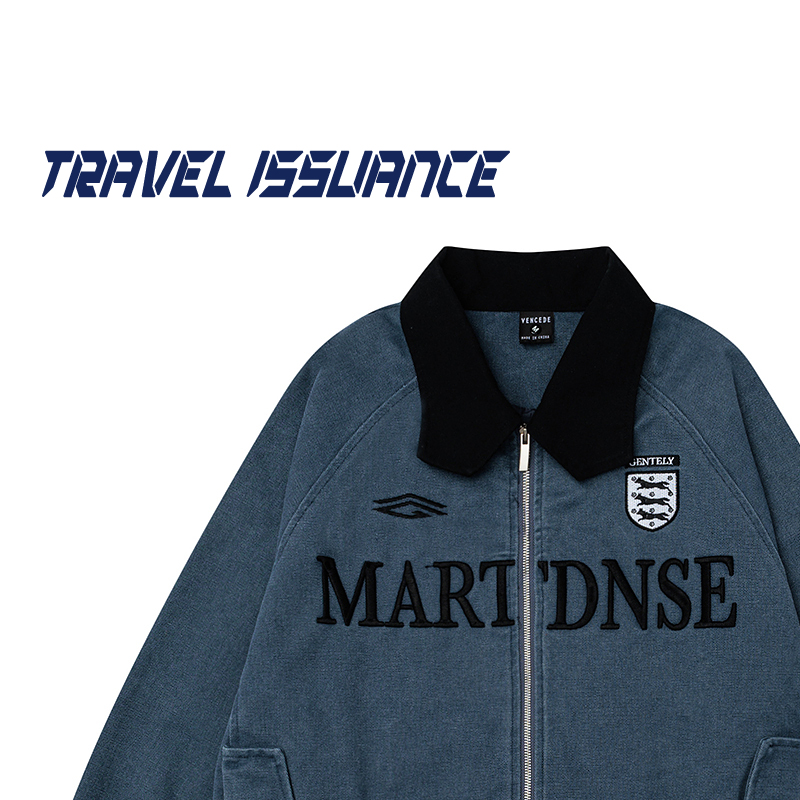 字母情侣宽松BF拉链夹克外套