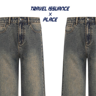 TRAVEL ISSUANCE 理直气壮 小众复古休闲宽松阔腿直筒牛仔裤男女