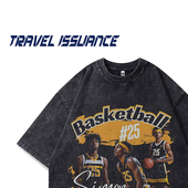 ISSUANCE 明天 胜利 TRAVEL 小众水洗人物印花宽松圆领短袖 T恤BF