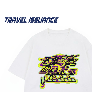TRAVEL ISSUANCE 世上无难事 ins潮创意字母印花宽松圆领短袖T恤