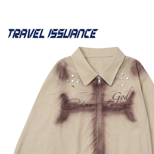 刺绣修身短款工装夹克外套女潮