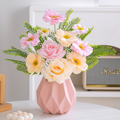 轻奢高档玫瑰假花仿真花客厅茶几玄关装 饰摆件花艺摆设餐桌花瓶