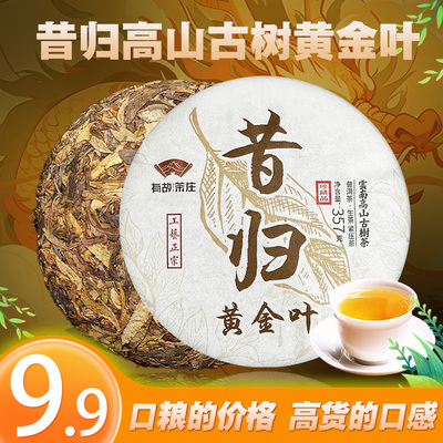 昔归黄金叶普洱茶生茶357g茶饼