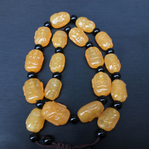 黄龙玉十八罗汉手串鸡油黄