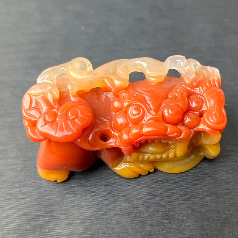 云南纯天然黄龙玉霸王貔貅吊坠男颈饰