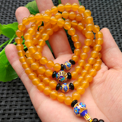 黄龙玉缅黄鸡油黄手串