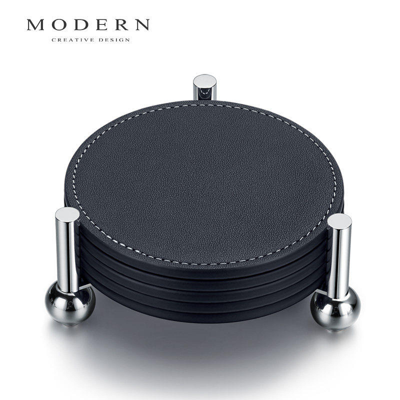 摩登MODERN原创星轨真皮杯垫功夫茶牛皮杯垫水晶玻璃水杯垫隔热垫