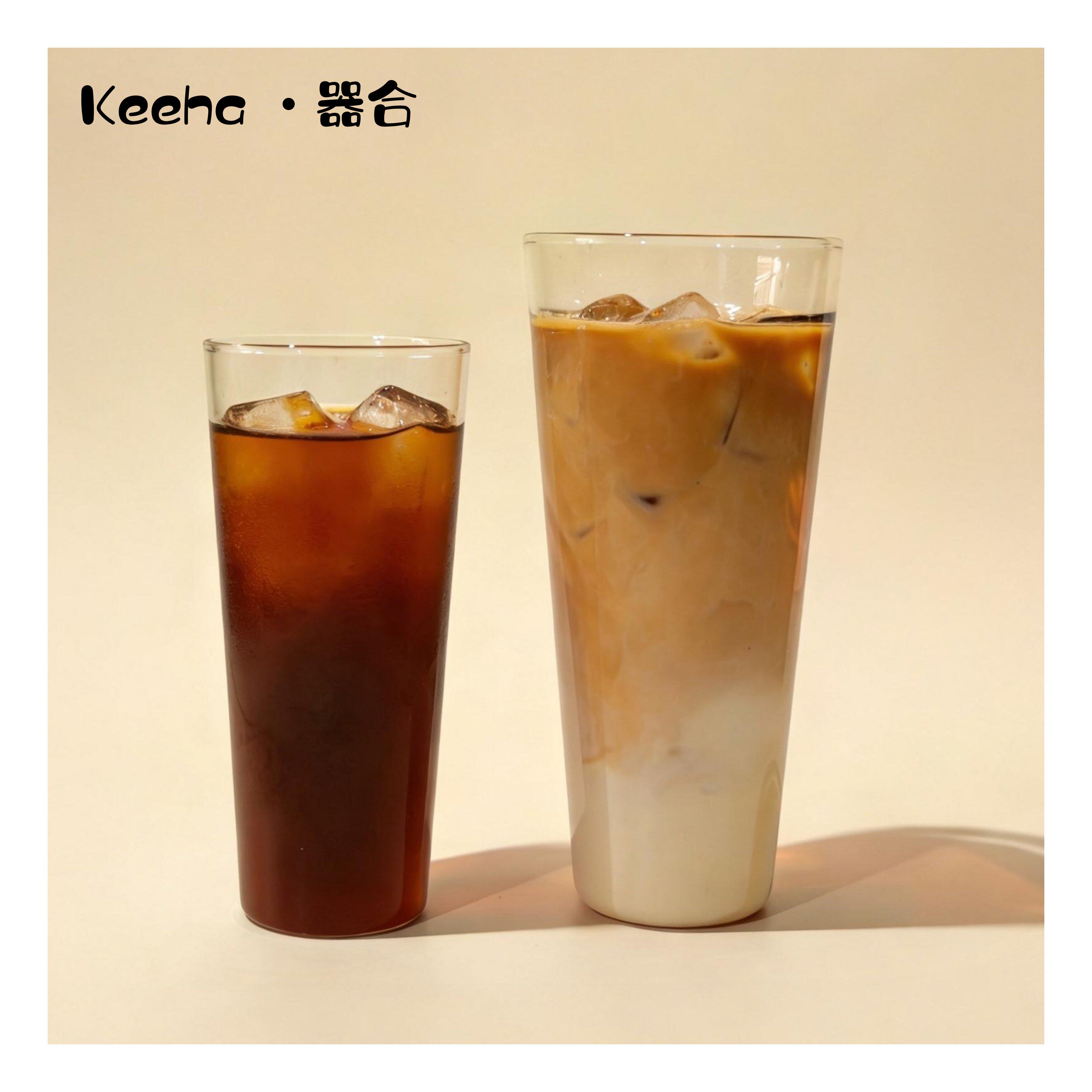 耐热可叠大容量商用玻璃杯高硼硅咖啡冰美式杯啤酒可乐水杯冷饮杯