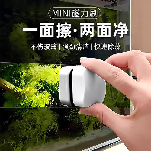 鱼缸磁力刷超强磁玻璃擦清洗工具刮藻刀刷子双面清理鱼缸清洗神器