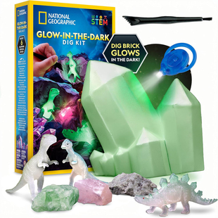 Dig Kit LED照灯科学益智玩具正版 国家地理夜光挖掘岩石恐龙套装