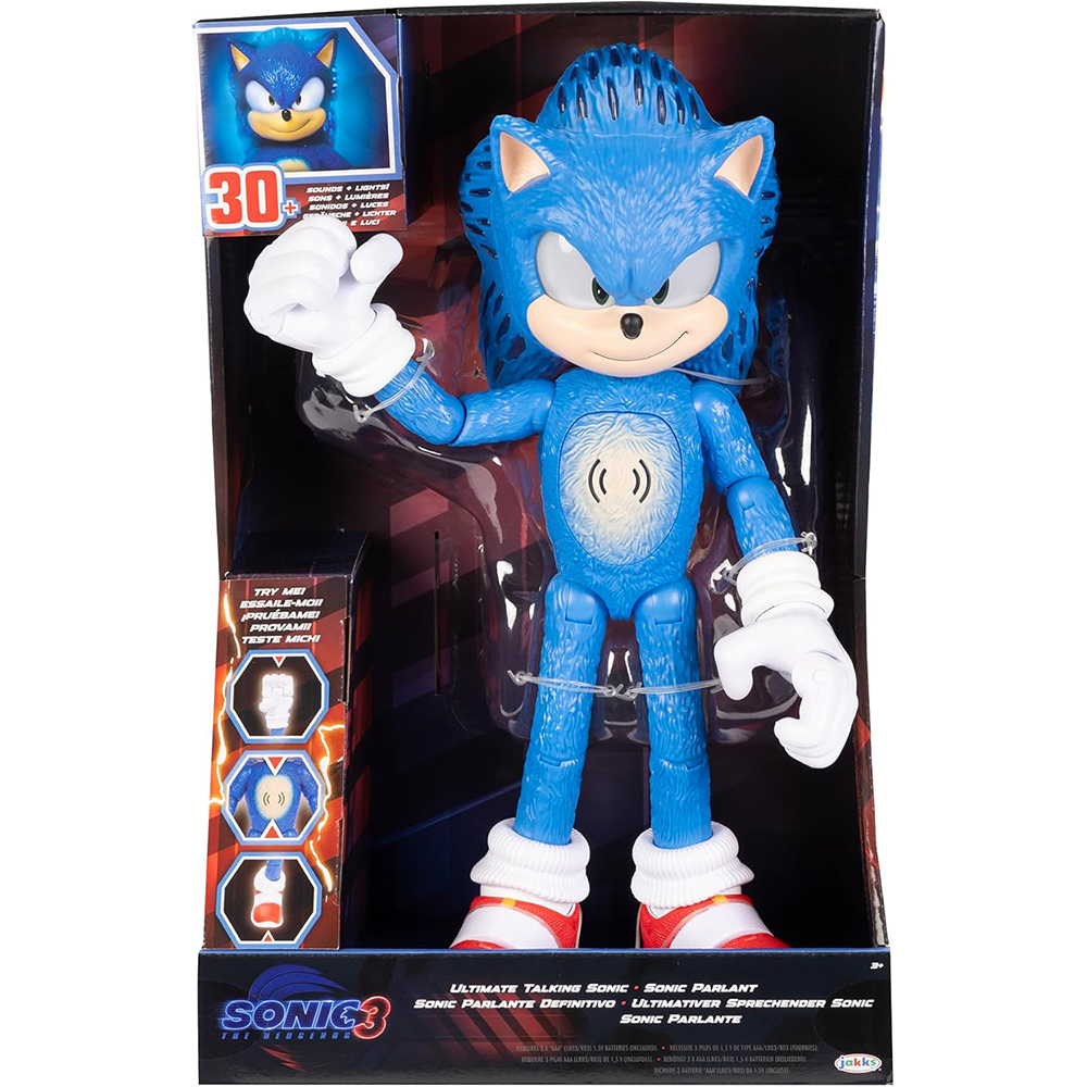 电影刺猬索尼克短语声音眼睛身体发光12寸人偶模型玩具正版 Sonic