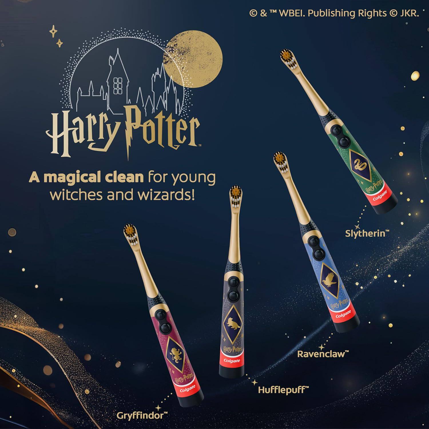 高露洁哈利波特儿童电池电动牙刷四支装超柔软刷毛玩具正版 Harry