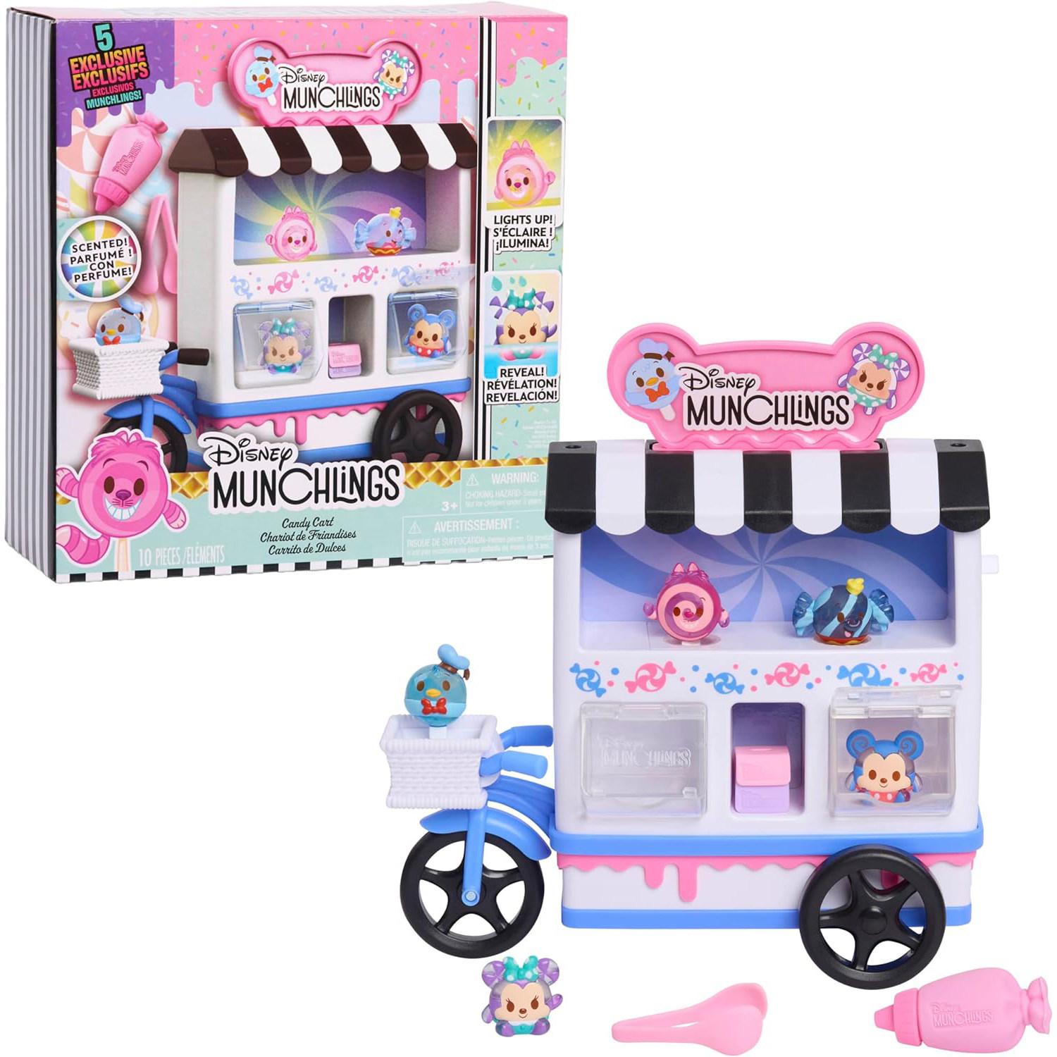 迪士尼甜点冰淇淋车变色灯光香味展示柜迷你公仔玩具 Munchlings