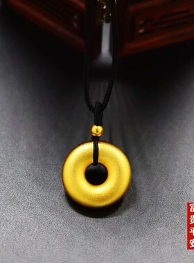 平安扣吊坠男女款编绳古法传承项链金色实心越南沙金色转运珠礼物