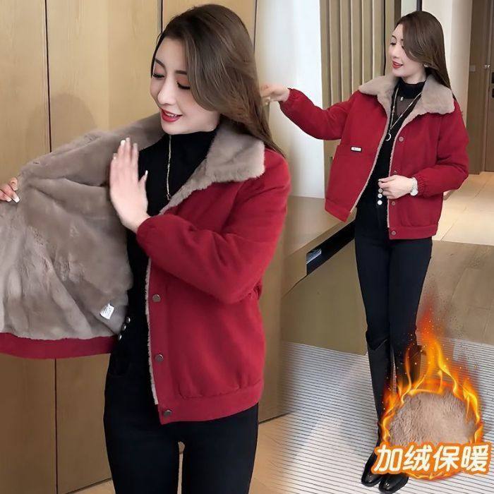宽松加绒加厚棒球棉服时尚大衣
