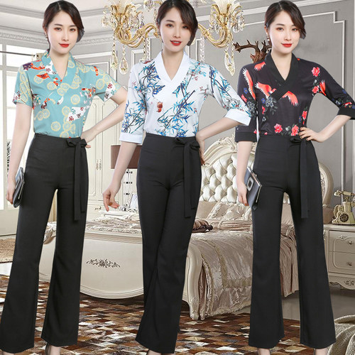 足浴技师工作服女美容师新款沐足疗养生会所spa高端气质工衣套装