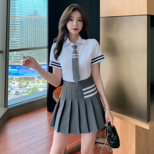 足浴足疗技师工作服减龄气质套装衬衫学院风百褶裙酒店沐足工装女