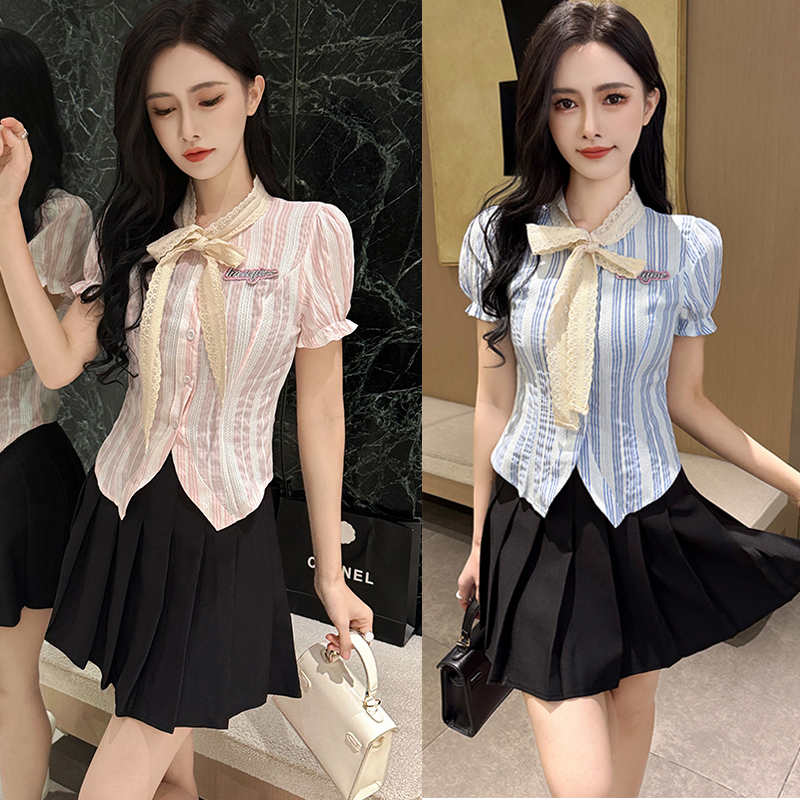 足浴技师工作服女新款气质减龄足疗沐足前台衬衫学院风百褶裙套装