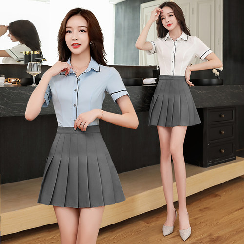 梭织面料亲肤透气纯白OL百褶裙