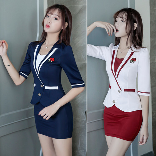 美容院工作服面料弹力气质显瘦