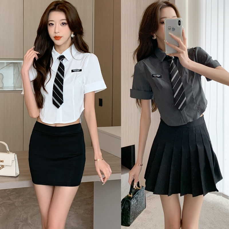 足浴足疗店技师工作服性感百褶裙