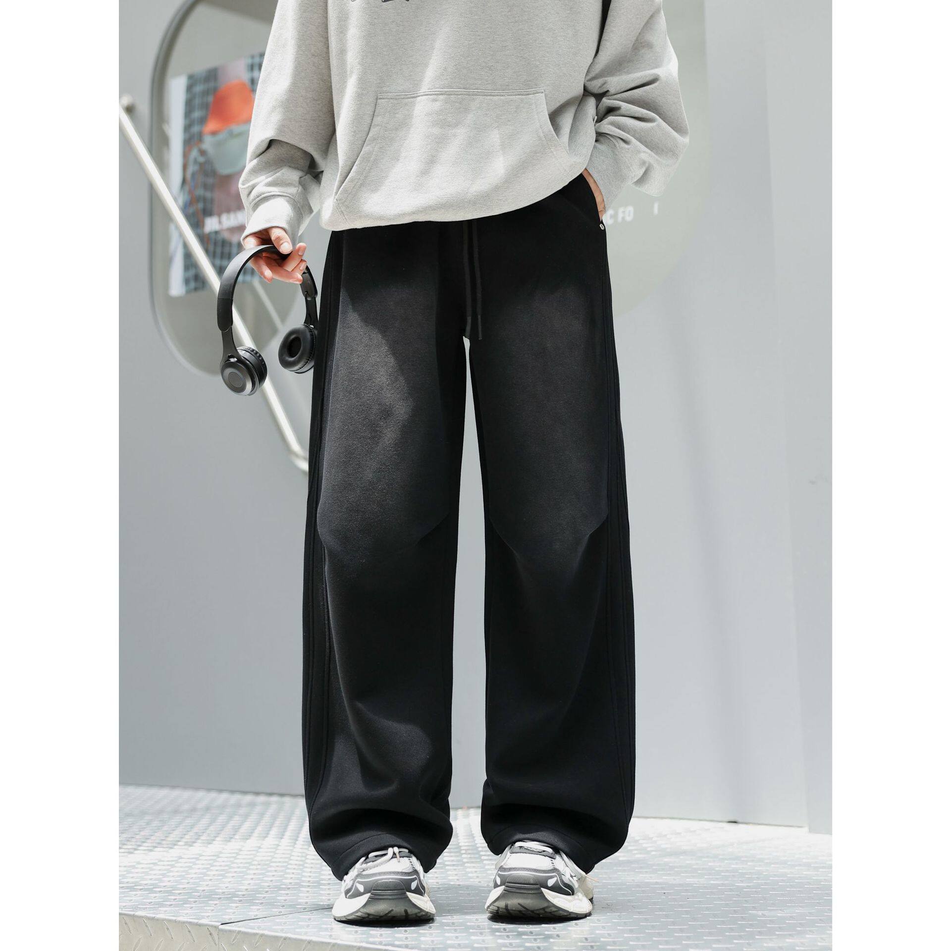 男大童卫裤春秋款2025新款青少年男孩秋冬季宽松长裤休闲直筒裤子