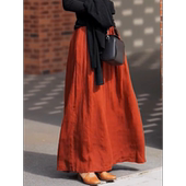 复古文艺慵懒风红色半身裙2025秋冬季 洋气高腰简约大摆伞裙女 新款