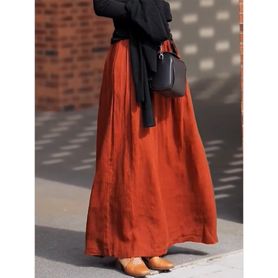 复古文艺慵懒风红色半身裙2025秋冬季新款洋气高腰简约大摆伞裙女