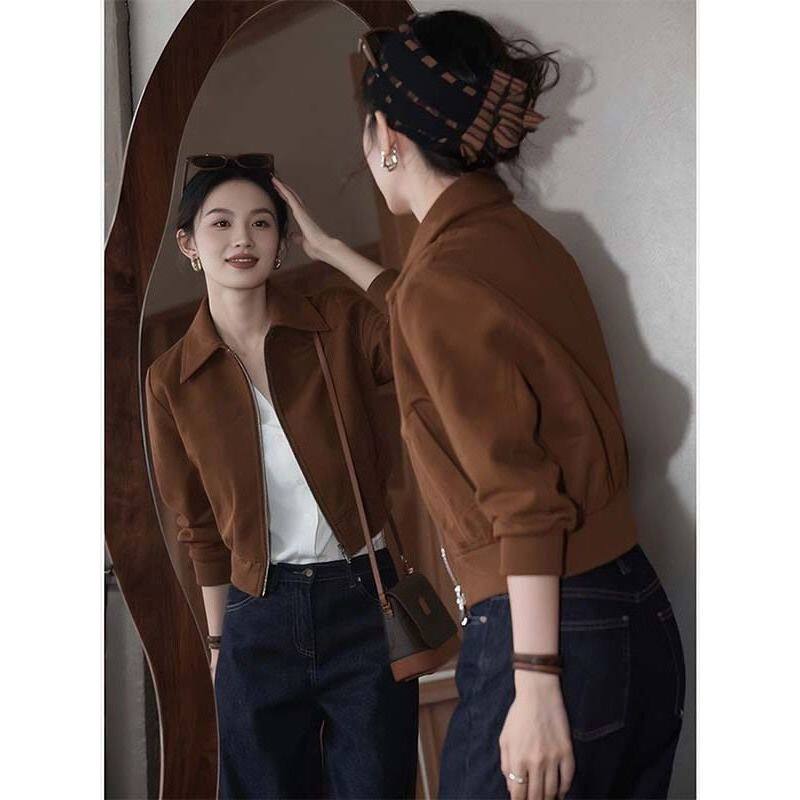 秋季时尚洋气时髦高级感冷淡系独特超好看复古小香风咖色短款外套,女装/女士精品,短外套,淘宝优惠券,粉丝福利购,淘宝优惠卷