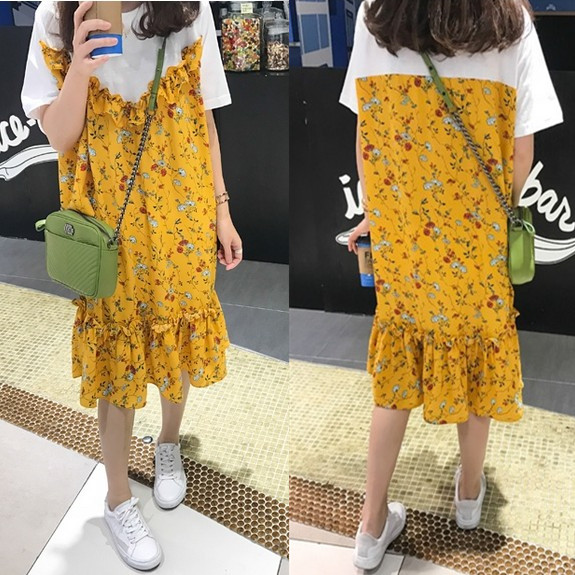 特大码女装胖mm夏装加肥加大码韩版显瘦200斤雪纺拼接碎花连衣裙|ruв категории Женская одежда, женской одежды - от Buy2taobao.com для оказания профессиональной услуги покупки агента Taobao