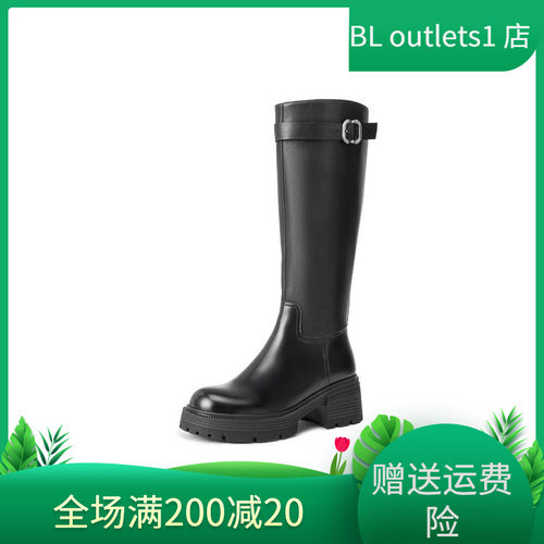 百丽厚底高长骑士靴女2025冬季新款真皮显瘦瘦长筒靴子E6A1DDG5