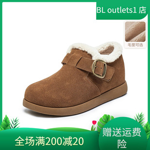 E4Z1 国内专柜正品 厚底加绒保暖女鞋 百丽毛毛勃肯鞋 E4Z1D 2025冬款