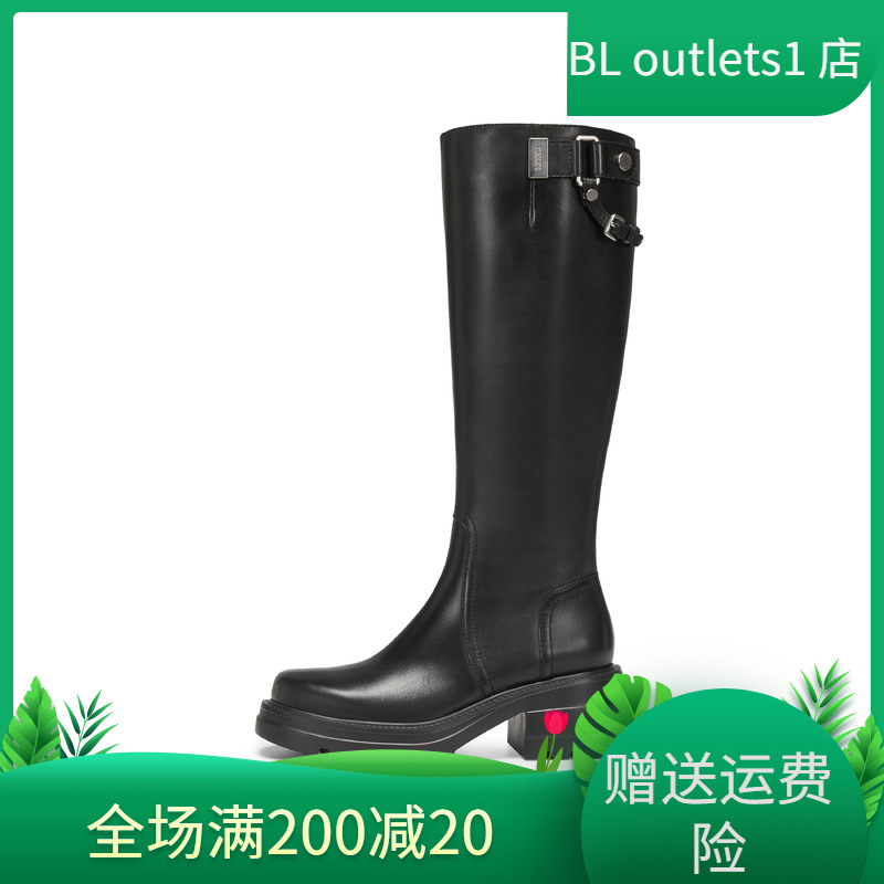 思加图2025新款马鞍靴英伦风骑士靴长靴高筒厚底女靴EEZ42DG5