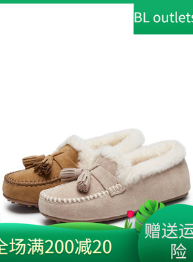 思加图2025春季新款复古毛毛鞋保暖加绒平底鞋豆豆鞋女鞋S9521AA5