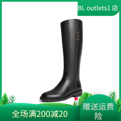 百丽Belle复古高长靴骑士靴女靴24冬季真皮显瘦长筒靴子3NF73DG4