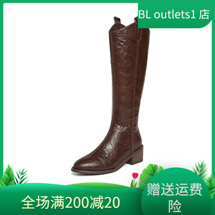 百思图流浪者24秋冬商场新款 西部牛仔长靴骑士靴显瘦女靴M5321DG4