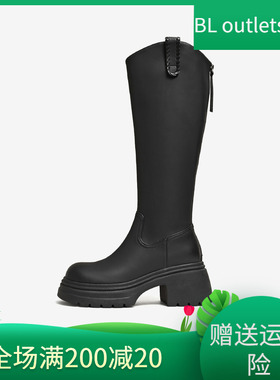 TATA他她靴子长筒靴女2025冬季新款骑士靴时装靴黑色靴子CGG03DG5