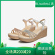 女外穿一字带时装 厚底凉鞋 2024夏季 Tata他她坡跟凉鞋 新款 7MY14BL4