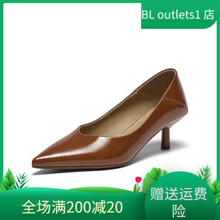 通勤细跟尖头女单鞋 一脚蹬高跟鞋 B1163CQ5 商场新款 百思图2025秋季