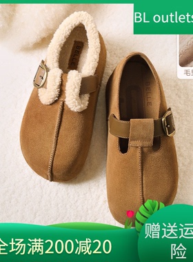 国内专柜正品2025冬款百丽吐司勃肯鞋厚底加绒休闲女鞋E4T1 E4T1D