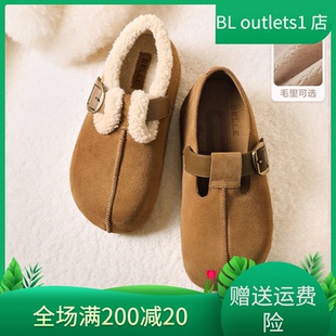 E4T1 国内专柜正品 厚底加绒休闲女鞋 百丽吐司勃肯鞋 E4T1D 2025冬款