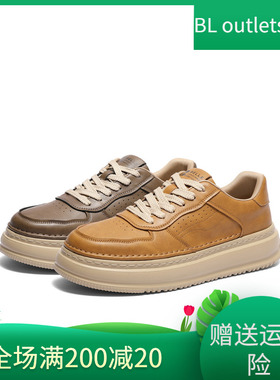百丽男鞋厚底复古工装鞋男2025冬新商场同款休闲板鞋8QZ01AM5