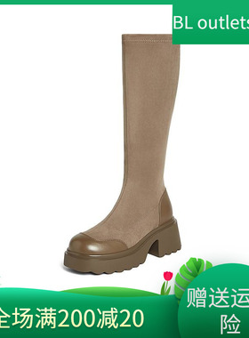 百思图叛逆出逃24秋冬商场新款显瘦弹力瘦瘦靴高跟女长靴M5201DG4